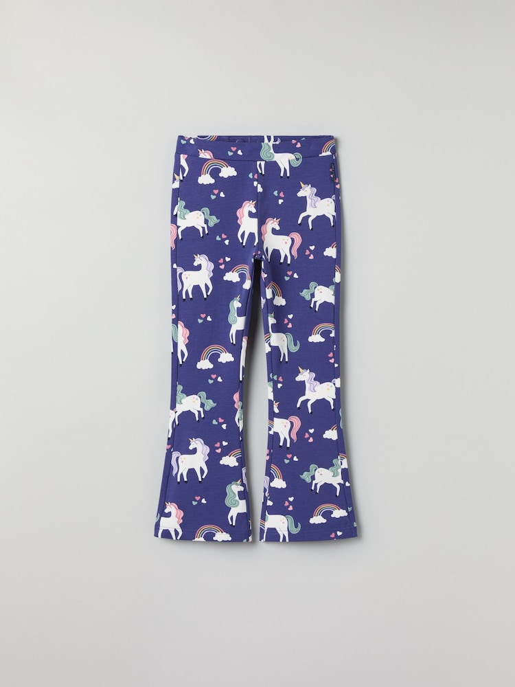 Polarn O. Pyret Blue Unicorn Print Flared Joggers - Image 2 of 4