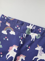 Polarn O. Pyret Blue Unicorn Print Flared Joggers - Image 3 of 4
