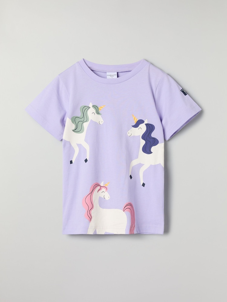 Polarn O. Pyret Purple Organic Cotton Print T-Shirt - Image 1 of 4