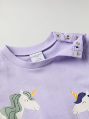 Polarn O. Pyret Purple Organic Cotton Print T-Shirt - Image 3 of 4