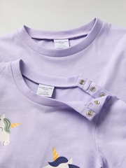 Polarn O. Pyret Purple Organic Cotton Print T-Shirt - Image 4 of 4