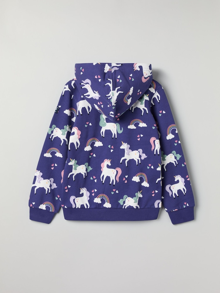 Polarn O. Pyret Dark Blue Organic Cotton Print Hoodie - Image 2 of 4