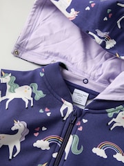 Polarn O. Pyret Dark Blue Organic Cotton Print Hoodie - Image 3 of 4