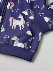 Polarn O. Pyret Dark Blue Organic Cotton Print Hoodie - Image 4 of 4