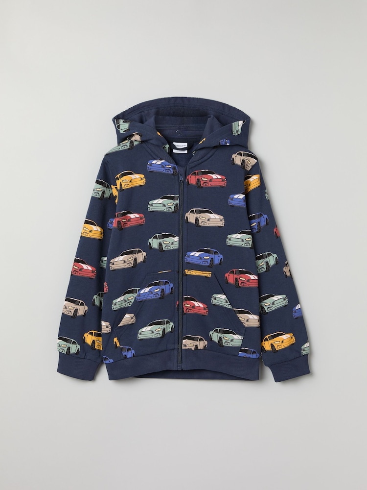 Polarn O. Pyret Blue Organic Cotton Print Hoodie - Image 1 of 4