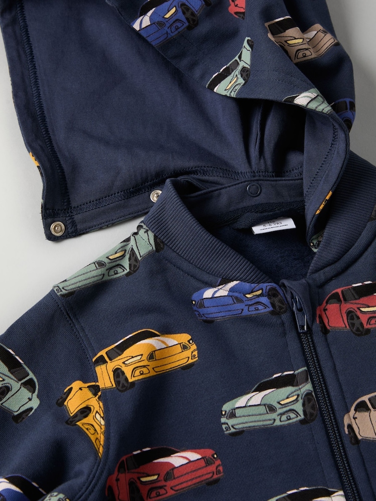 Polarn O. Pyret Blue Organic Cotton Print Hoodie - Image 2 of 4