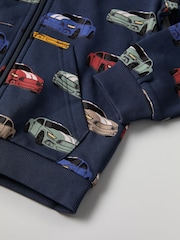 Polarn O. Pyret Blue Organic Cotton Print Hoodie - Image 3 of 4