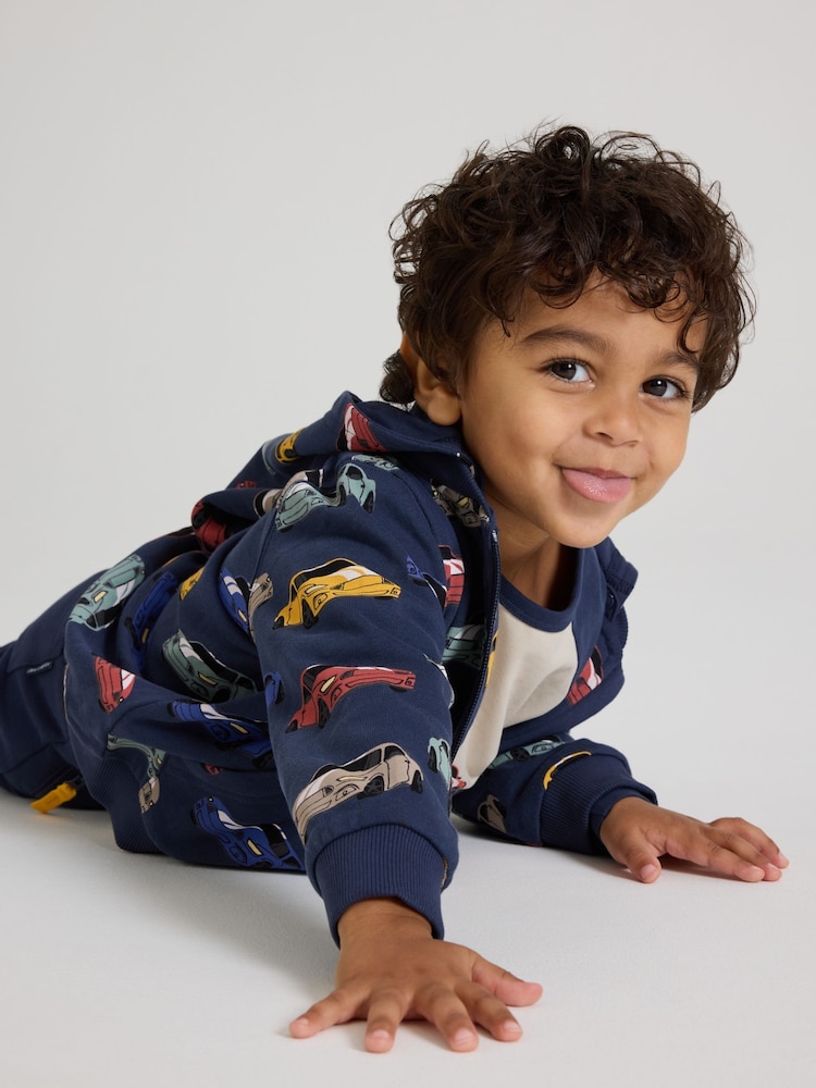 Polarn O. Pyret Blue Organic Cotton Print Hoodie - Image 4 of 4