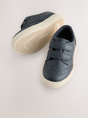 Navy Blue Standard Fit (F) Touch Fastening Brogues Shoes - Image 3 of 5