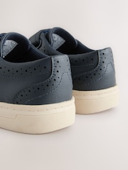 Navy Blue Standard Fit (F) Touch Fastening Brogues Shoes - Image 4 of 5