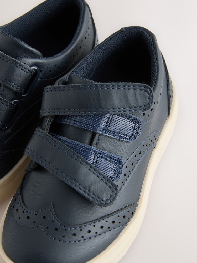 Navy Blue Standard Fit (F) Touch Fastening Brogues Shoes - Image 5 of 5 Navy Blue Standard Fit (F) Touch Fastening Brogues Shoes - Image 5 of 5