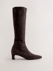 Chocolate Brown Standard/Wide Fit Forever Comfort® Chisel Toe Knee Sock Boots - Image 1 of 5