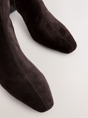 Chocolate Brown Standard/Wide Fit Forever Comfort® Chisel Toe Knee Sock Boots - Image 3 of 5