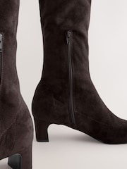 Chocolate Brown Standard/Wide Fit Forever Comfort® Chisel Toe Knee Sock Boots - Image 4 of 5
