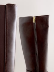 Chocolate Brown Standard/Wide Fit Forever Comfort® Buckle Detail Riding Boots - Image 8 of 9