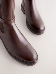 Chocolate Brown Standard/Wide Fit Forever Comfort® Buckle Detail Riding Boots - Image 9 of 9