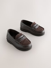 Chocolate Brown Leather Loafers - Image 1 of 5