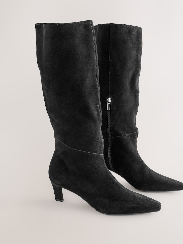 أسود سويد - Forever Comfort® Knee High Chisel Toe Heeled Boots - صورة 2 من 5 أسود سويد - Forever Comfort® Knee High Chisel Toe Heeled Boots - صورة 2 من 5