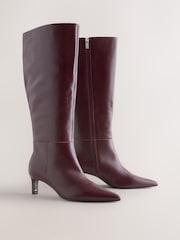 Cuero burdeos rojo - Botas de tacón de aguja hasta la rodilla de Forever Comfort® - Imagen 1 de 5