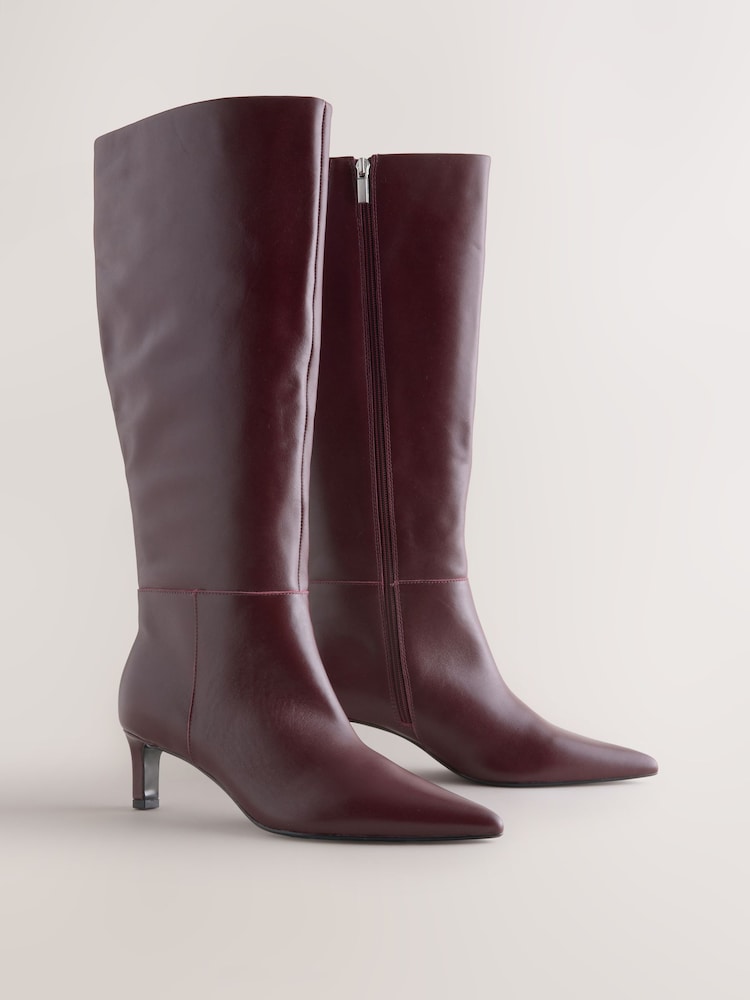 Cuero burdeos rojo - Botas de tacón de aguja hasta la rodilla de Forever Comfort® - Imagen 1 de 5 Cuero burdeos rojo - Botas de tacón de aguja hasta la rodilla de Forever Comfort® - Imagen 1 de 5