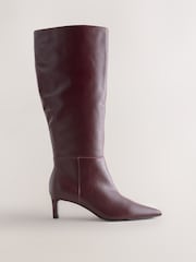 Cuero burdeos rojo - Botas de tacón de aguja hasta la rodilla de Forever Comfort® - Imagen 2 de 5