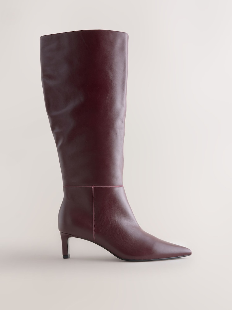 Cuero burdeos rojo - Botas de tacón de aguja hasta la rodilla de Forever Comfort® - Imagen 2 de 5 Cuero burdeos rojo - Botas de tacón de aguja hasta la rodilla de Forever Comfort® - Imagen 2 de 5