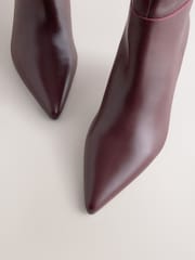 Cuero burdeos rojo - Botas de tacón de aguja hasta la rodilla de Forever Comfort® - Imagen 3 de 5