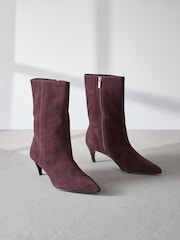 Burgundy Red Suede Forever Comfort® Pointed Toe Heeled Boots - Image 2 of 6