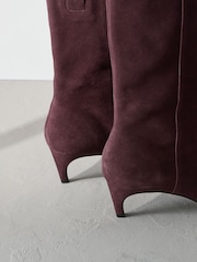 Burgundy Red Suede Forever Comfort® Pointed Toe Heeled Boots - Image 3 of 6