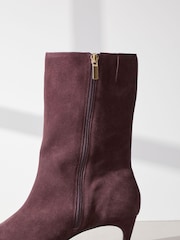 Burgundy Red Suede Forever Comfort® Pointed Toe Heeled Boots - Image 4 of 6