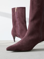 Burgundy Red Suede Forever Comfort® Pointed Toe Heeled Boots - Image 6 of 6