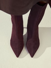 Burgundy Red Suede Forever Comfort® Pointed Toe Heeled Boots - Image 7 of 13
