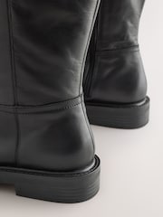 Black Forever Comfort® Leather Round Toe Chunky Knee High Boots - Image 3 of 5