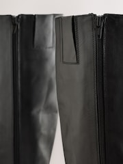 Black Forever Comfort® Leather Round Toe Chunky Knee High Boots - Image 4 of 5