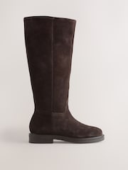 Camurça marrom chocolate - Botas de couro Forever Comfort® bico redondo e cano alto grosso - Imagem 1 de 11