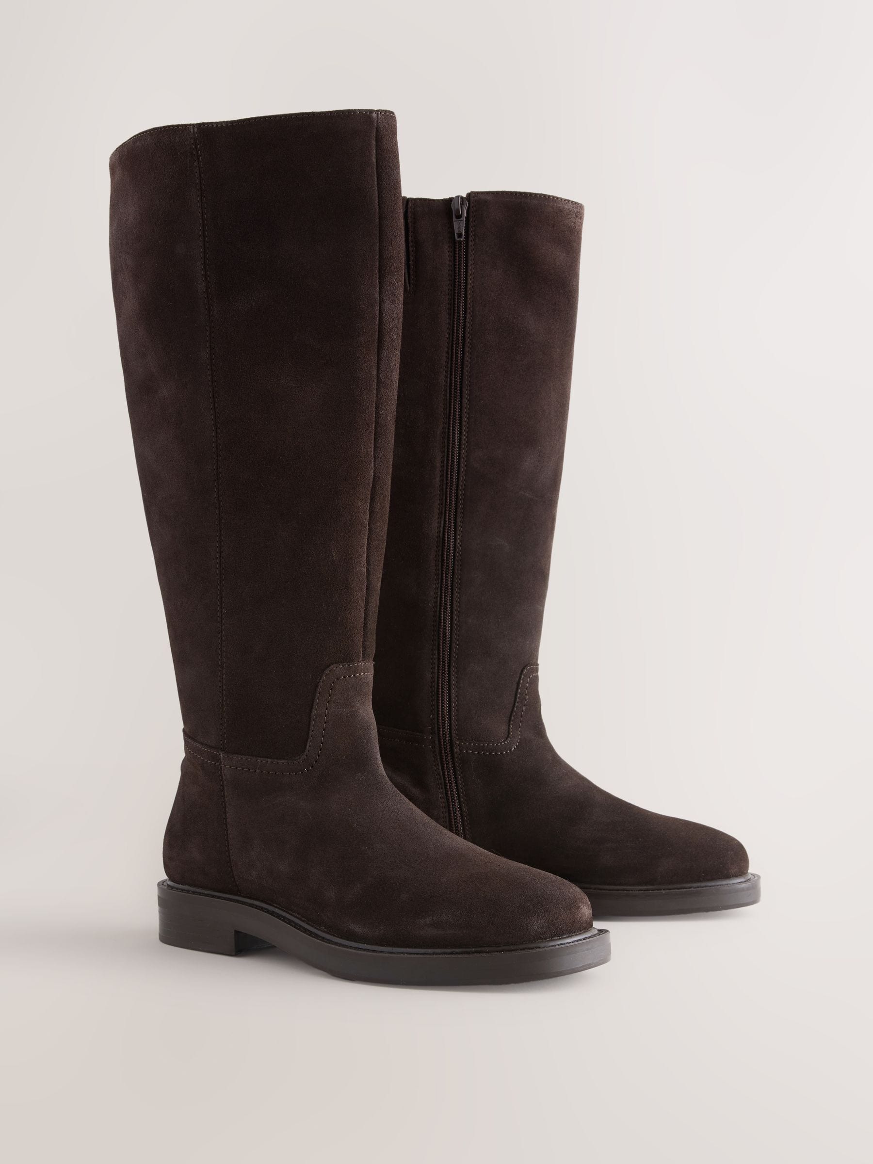 Buy Chocolate Brown Suede Forever Comfort® Leather Round Toe