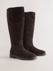 Camurça marrom chocolate - Botas de couro Forever Comfort® bico redondo e cano alto grosso - Imagem 8 de 11