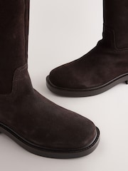 Camurça marrom chocolate - Botas de couro Forever Comfort® bico redondo e cano alto grosso - Imagem 9 de 11