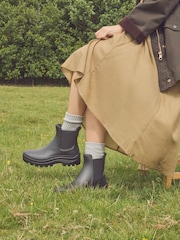 Black Faux Fur Lined Chelsea Ankle Wellies - Image 1 of 5
