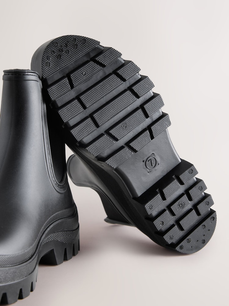 Black Faux Fur Lined Chelsea Ankle Wellies - Image 10 of 10