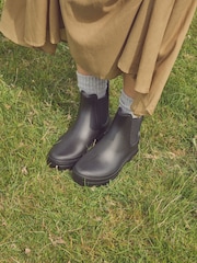 Black Faux Fur Lined Chelsea Ankle Wellies - Image 4 of 5