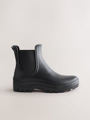 Black Faux Fur Lined Chelsea Ankle Wellies - Image 7 of 10