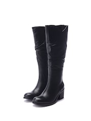 Moda in Pelle Soleene Ruched Front Long Leather Smart Black Boots - Image 2 of 4