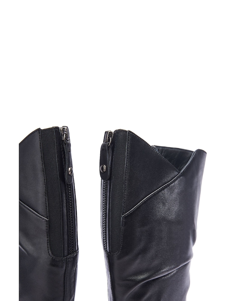 Moda in Pelle Soleene Ruched Front Long Leather Smart Black Boots - Image 4 of 4