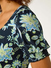 Roman Blue Floral Sweetheart Midi Dress - Image 5 of 5