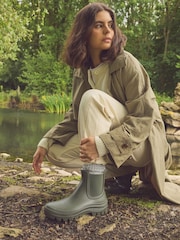 Khaki Green Faux Fur Lined Chelsea Ankle Wellies - Image 6 of 11