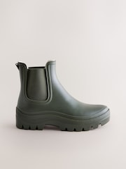 Khaki Green Faux Fur Lined Chelsea Ankle Wellies - Image 8 of 11