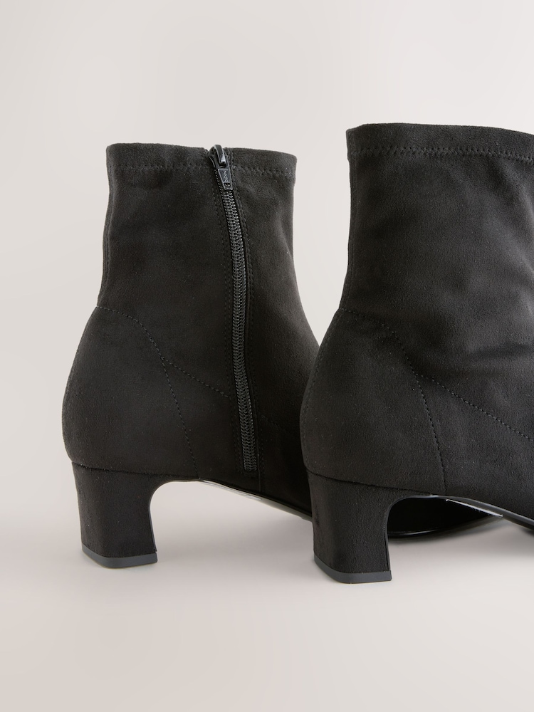 Black Extra Wide Fit Forever Comfort® Chisel Toe Block Heel Sock Boots - Image 3 of 3