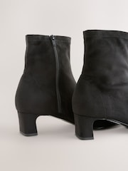 Black Extra Wide Fit Chisel Toe Block Heel Sock Boots - Image 8 of 9