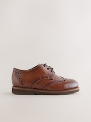 Tan Brown Wide Fit (G) Smart Leather Brogue Shoes - Image 2 of 5